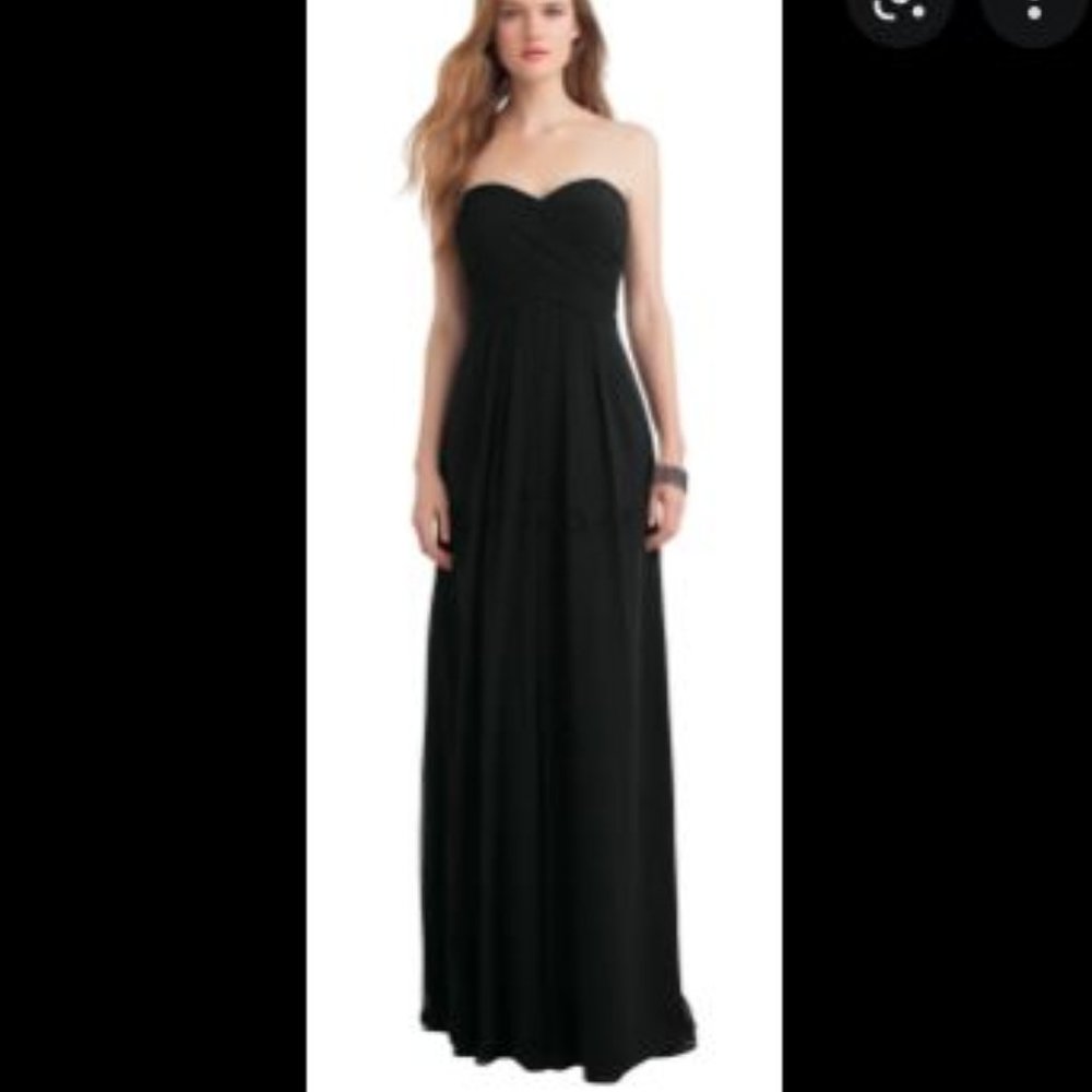 Bill Levkoff Black Sweetheart Strapless Chiffon Maxi Gown Dress EUC 6